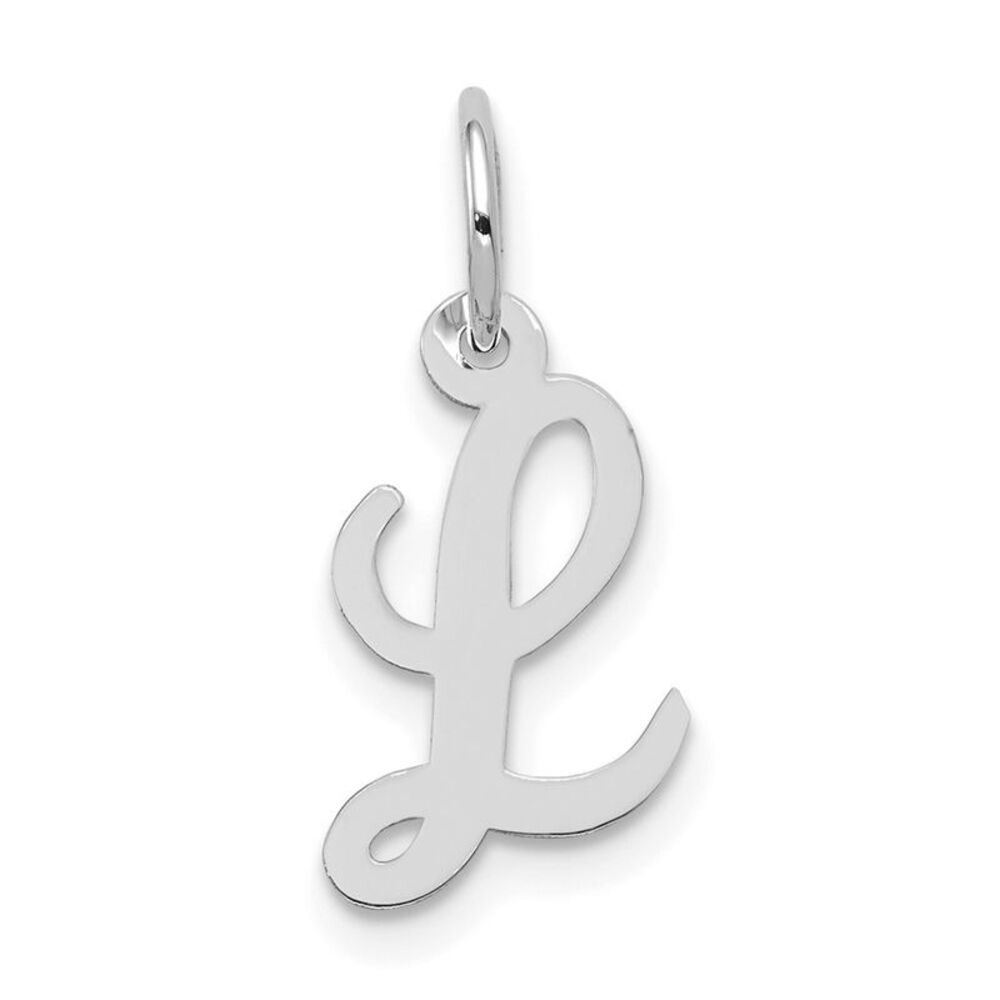 10k White Gold Small Script Initial L Charm - image 1